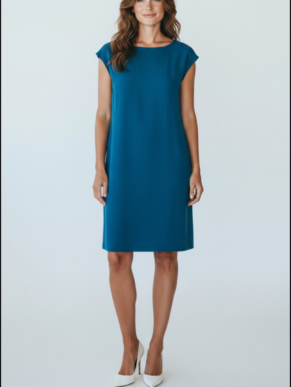 Of Mercer Women’s Teal Cap-Sleeve Shift Dress size medium